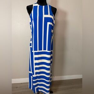 Donna Morgan Strapless Dress in Blue and White